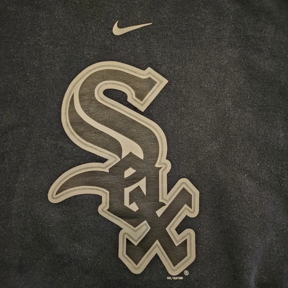 Chicago White Sox Nike Center‎ Swoosh Hoodie Black Sweatshirt XXL Y2K 2000s VTG